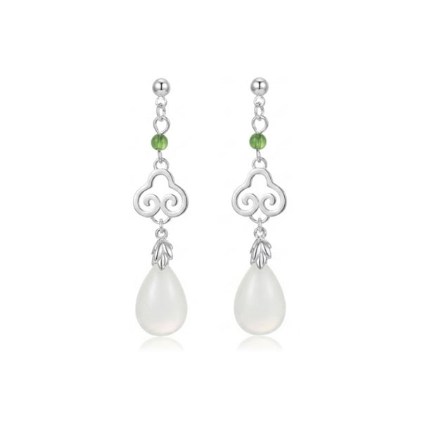 古典如意雲紋長墜 耳針/無耳洞黏貼式耳環