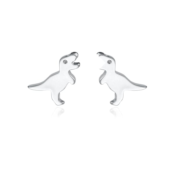 俏皮銀色小暴龍 耳針/無耳洞黏貼式耳環