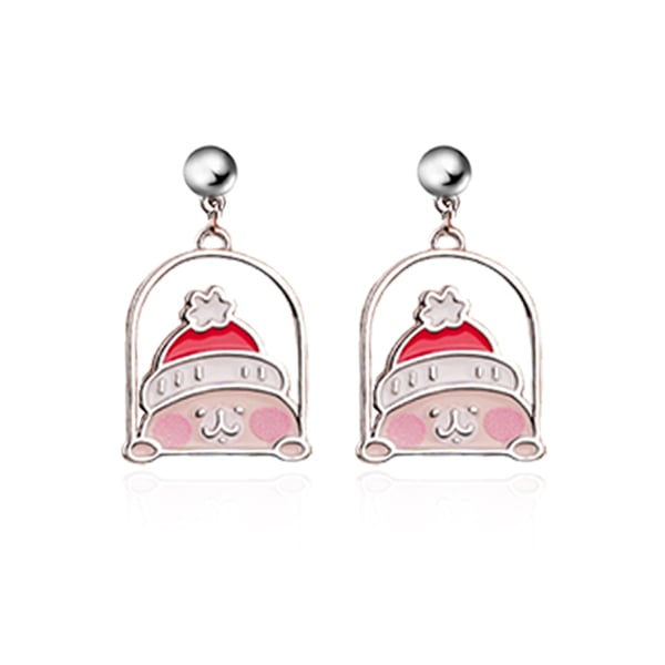 卡娜赫拉的小動物 聖誕兔兔小屋 無耳洞黏貼式耳環