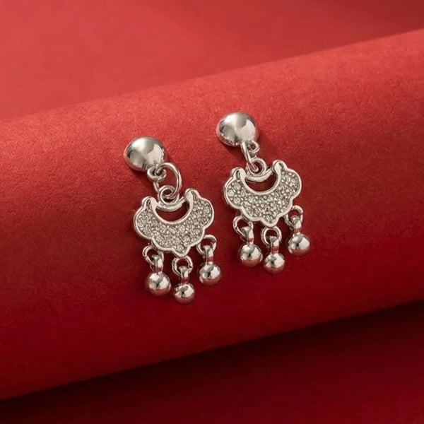 閃耀如意長命鎖 鋯石耳針/無耳洞黏貼式耳環