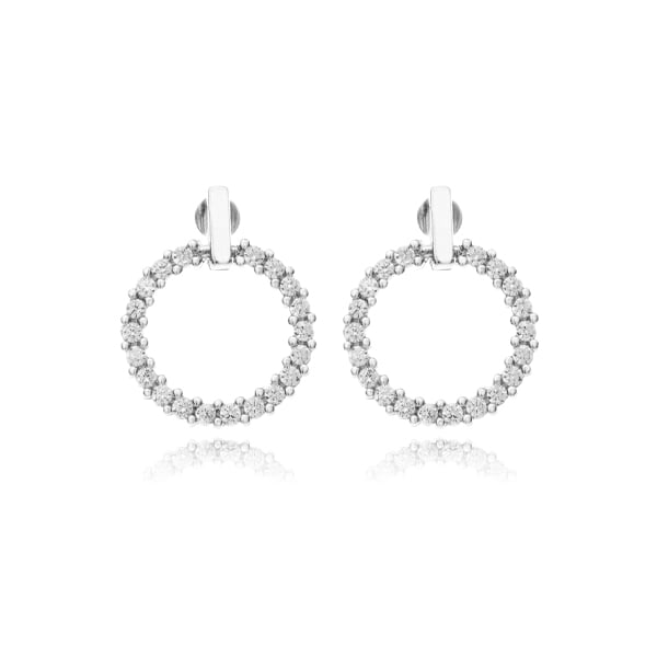 璀璨滿鑽幾何圓圈 耳針/無耳洞黏貼式耳環