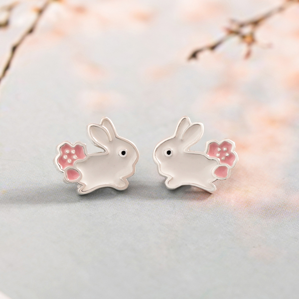 櫻花兔兔 無耳洞黏貼式耳環