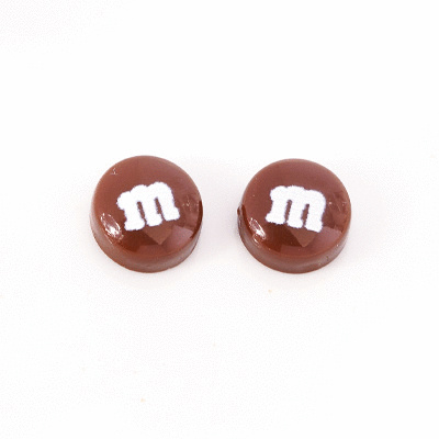 仿真M字巧克力豆 無耳洞黏貼式耳環