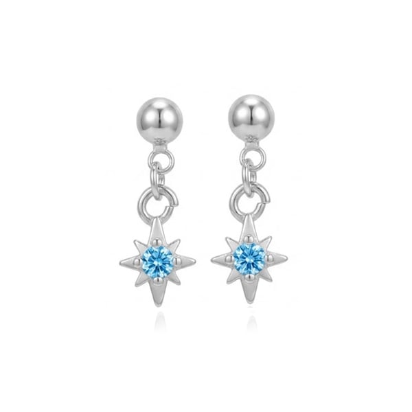 璀璨星芒藍鑽垂墜 耳針/無耳洞黏貼式耳環