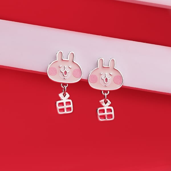 卡娜赫拉的小動物 聖誕兔兔小禮物 無耳洞黏貼式耳環