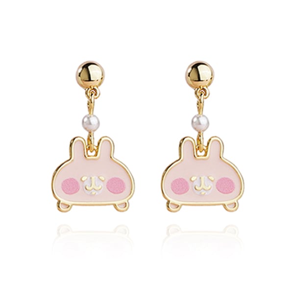 卡娜赫拉的小動物 甜美珍珠兔兔 無耳洞黏貼式耳環