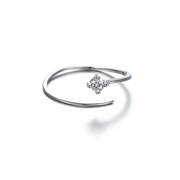 簡約單鑽開口戒指[純銀]