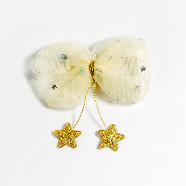 公主物語星星網紗蝴蝶結髮夾