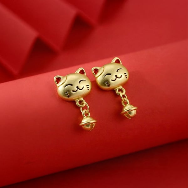 開運招財小貓 耳針/無耳洞黏貼式耳環