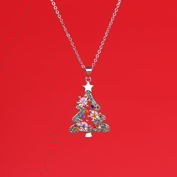 聖誕星亮聖誕樹磁扣項鍊