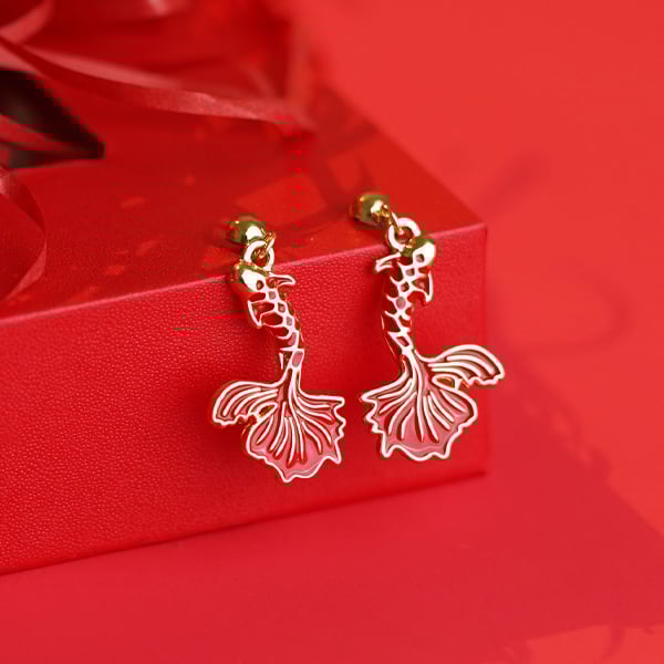 錦鯉流光新年 耳針/無耳洞黏貼式耳環