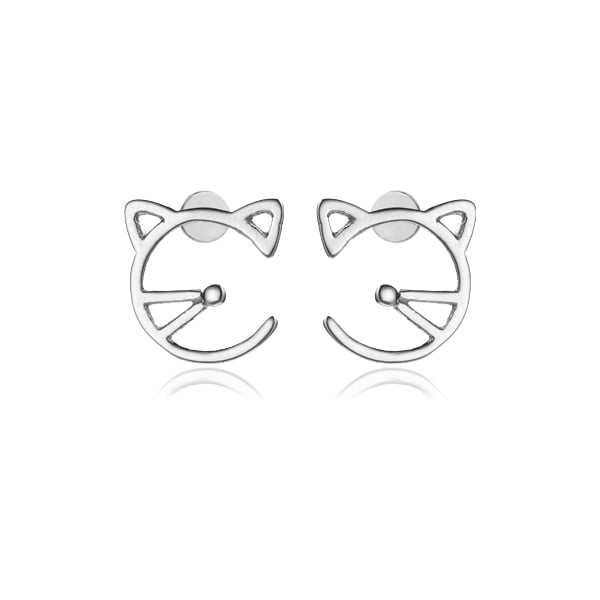 俏皮鏤空貓咪大頭 耳針/無耳洞黏貼式耳環