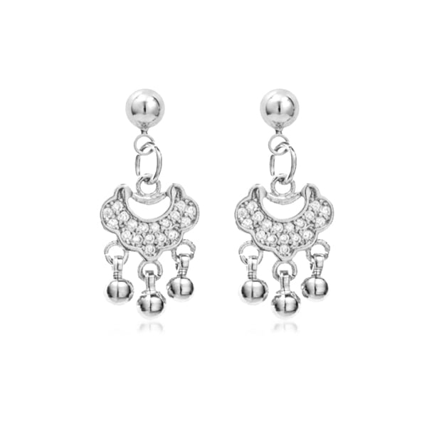 閃耀如意長命鎖 鋯石耳針/無耳洞黏貼式耳環