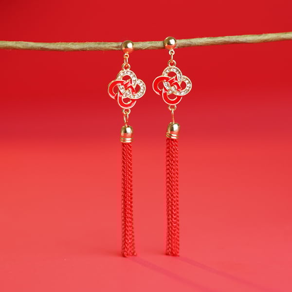 吉祥繩結如意新年 耳針/無耳洞黏貼式耳環
