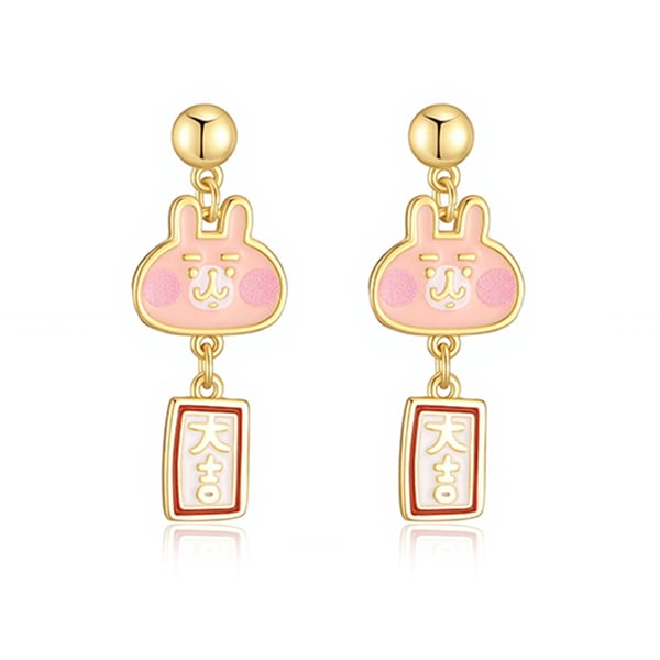 卡娜赫拉的小動物 新年大吉兔兔 無耳洞黏貼式耳環