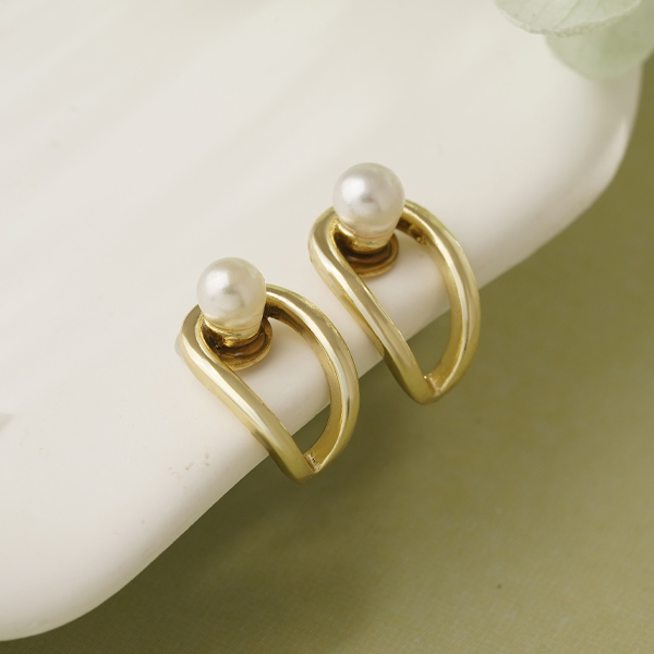 高雅簍空珍珠 無耳洞黏貼式耳環