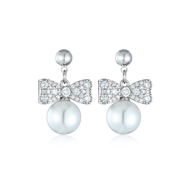 氣質滿鑽蝴蝶結大珍珠 耳針/無耳洞黏貼式耳環