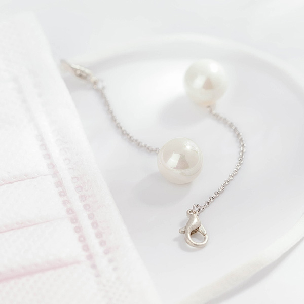 簡約高雅珍珠鋯鑽口罩吊飾