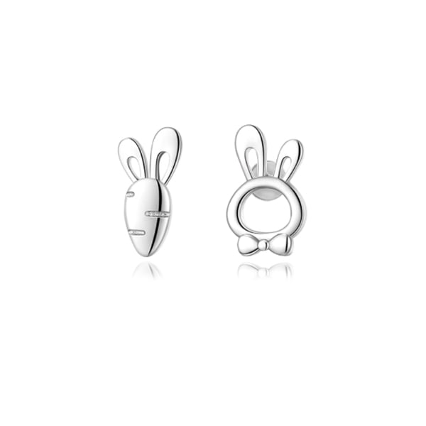 俏皮不對稱萌兔胡蘿蔔 耳針/無耳洞黏貼式耳環
