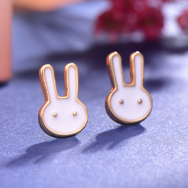 童趣卡通兔兔 無耳洞黏貼式耳環